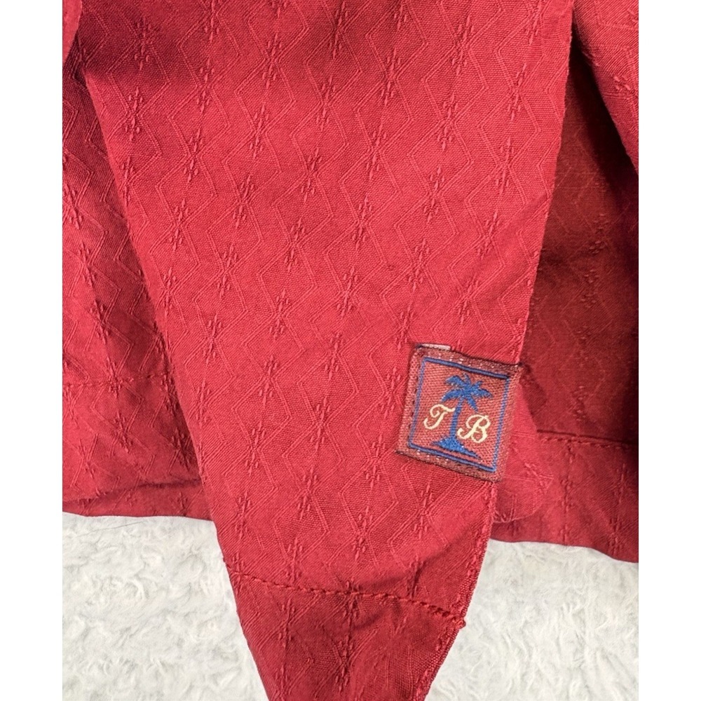 Tommy Bahama Blue Fin Lounge Marlin Silk Blend Camp Shirt Burgundy Red Large - Picture 13 of 14